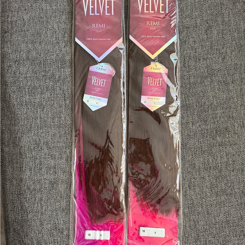 Velvet Remi Hair Extensions - Remi Yaki color 4 length 18” Two Packs